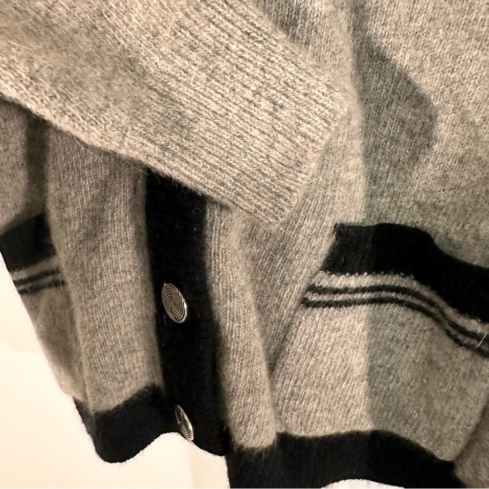 80’s angora Peter B’s General Store Vintage Gray Wool Cardigan Made in Hong Kong - Picture 4 of 6